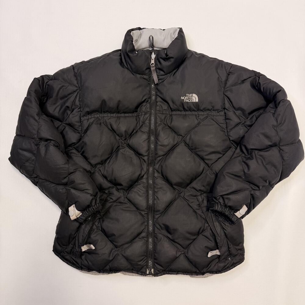 The North Face Jacket Girls Medium Black Down Puffer Quilted Full Zip Winter